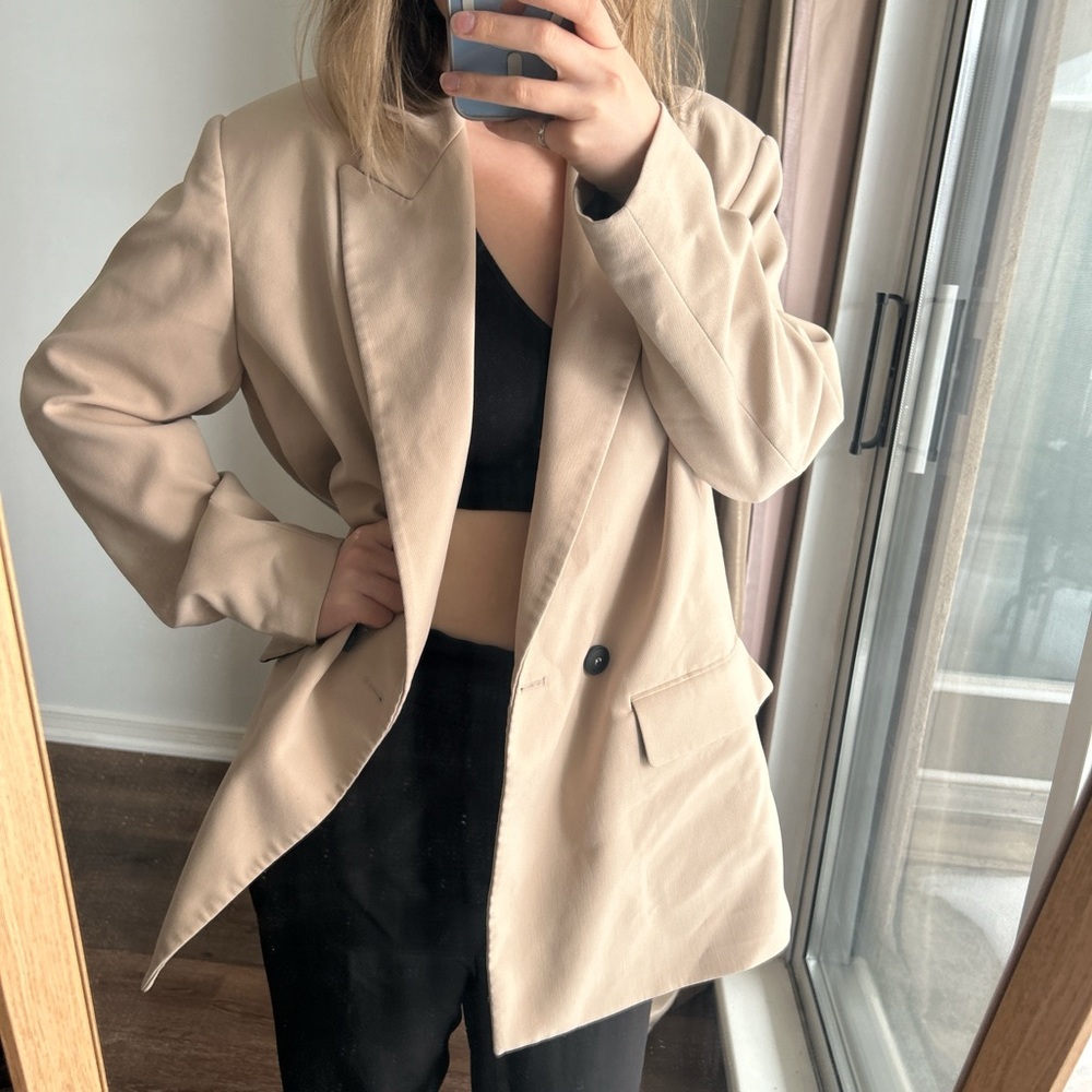 Zara Tan/Taupe Oversized Blazer
